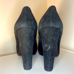 Size 9 black suede Stuart Weitzman heeled booties - very worn